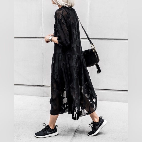 Aritzia Wilfred Dufour Ruffle Dress floral whimsigoth sheer unconventional lace - Picture 8 of 14